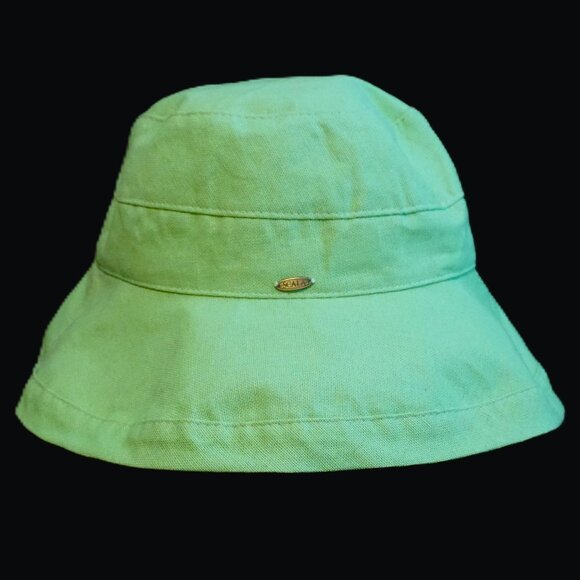 Scala Lime Green Handmade Fold Over Brimmed Sun Hat Women’s OSFM - Picture 1 of 10